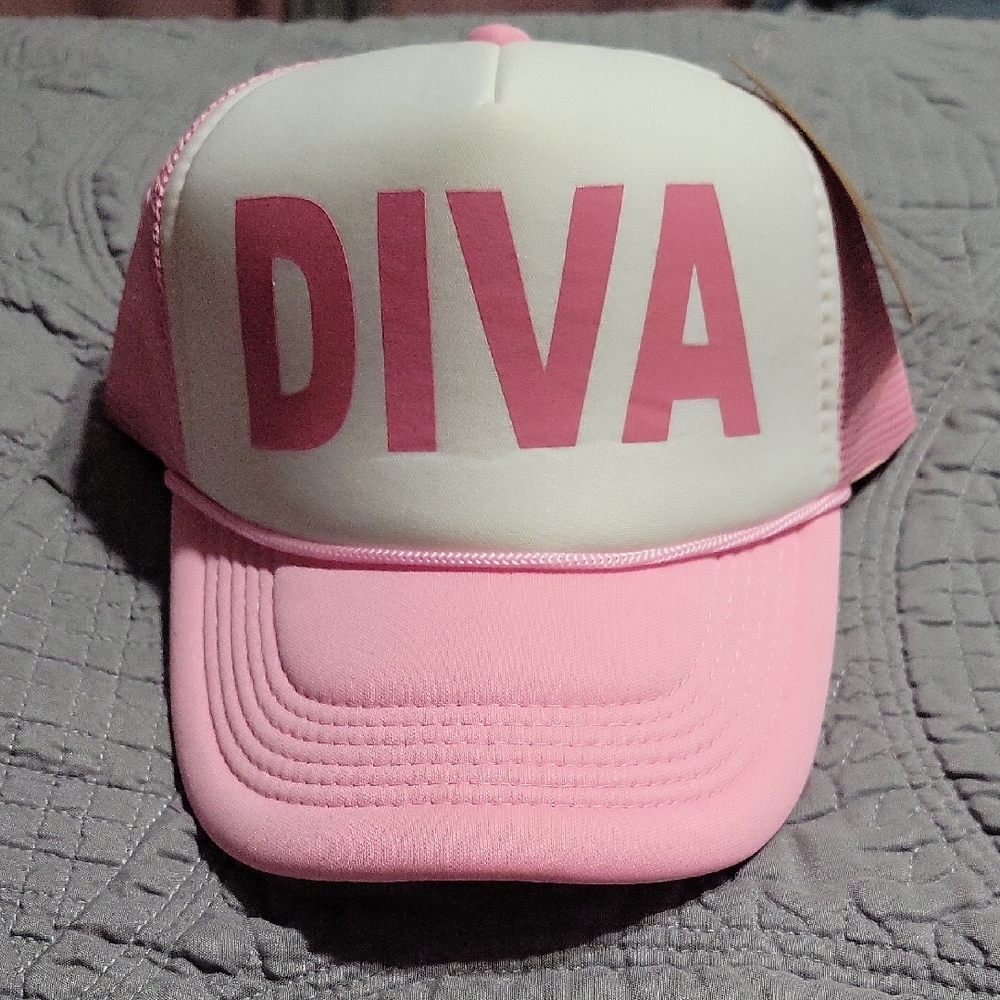 NWT Pink and White Diva Trucker Hat